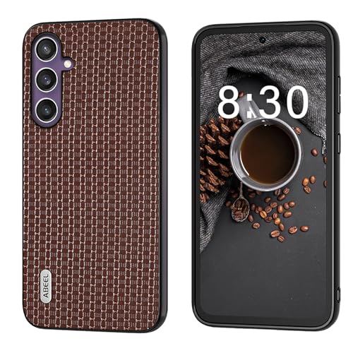 qichenlu Echtleder Business Cover Case für S24 FE,Robustes Rindsleder Stoßfest Bumper Handy Schutz Lederhülle für Samsung Galaxy S24 FE,Gitter Braun qichenlu Echtleder Business Cover Case für S24 FE,Robustes Rindsleder Stoßfest Bumper Handy Schutz Lederhülle für Samsung Galaxy S24 FE,Gitter Braun von qichenlu