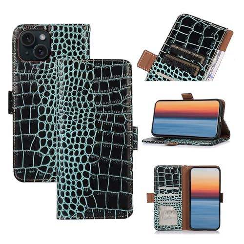 qichenlu Echtleder Tasche kompatibel mit iPhone 15,【Standing Cover,Magnetverschluss,RFID Schutz】 Krokodil Grün-mit Fotorahmen Echtleder Klapphülle Book Wallet Case Geldbörse qichenlu Echtleder Tasche kompatibel mit iPhone 15,【Standing Cover,Magnetverschluss,RFID Schutz】 Krokodil Grün-mit Fotorahmen Echtleder Klapphülle Book Wallet Case Geldbörse von qichenlu