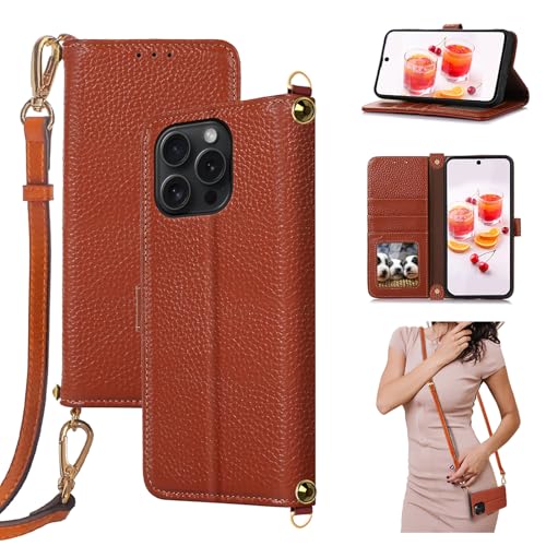 qichenlu Echtleder Umhänge Tasche,【Abnehmbare Handykette,Bling Strasssteine,RFID Schutz】 Magnet Klapphülle Kartenfach Standing Cover Wallet Case kompatibel mit iPhone 15 Pro Max,Klassisch Braun qichenlu Echtleder Umhänge Tasche,【Abnehmbare Handykette,Bling Strasssteine,RFID Schutz】 Magnet Klapphülle Kartenfach Standing Cover Wallet Case kompatibel mit iPhone 15 Pro Max,Klassisch Braun von qichenlu