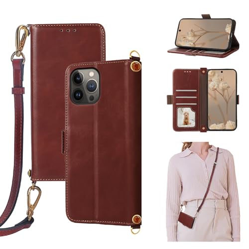 qichenlu Echtleder Umhängehülle Abnehmbar Schultergurt,【Bling Strass,Magnet Cover,RFID-Sperre】 Klapphülle mit Fotorahmen Kartenfächer Ständer für iPhone 13 Pro Max,Vintage Braun qichenlu Echtleder Umhängehülle Abnehmbar Schultergurt,【Bling Strass,Magnet Cover,RFID-Sperre】 Klapphülle mit Fotorahmen Kartenfächer Ständer für iPhone 13 Pro Max,Vintage Braun von qichenlu