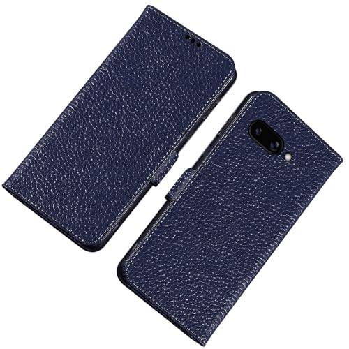 qichenlu Echtleder Wallet Case für Google Pixel 9a,Robustes Rindsleder Klapphülle Magnet Cover Dunkelblau Bookstyle Handytasche mit Kartenfach Brieftasche von qichenlu