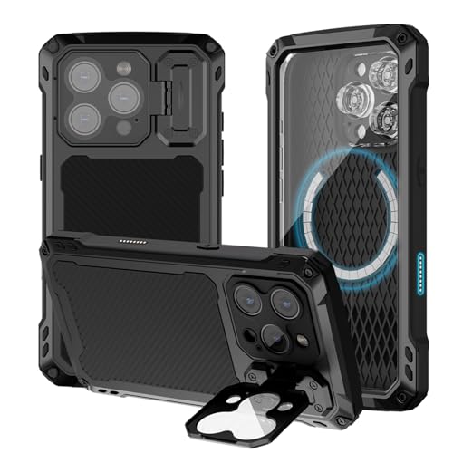 qichenlu Extrem Leicht Aluminium Outdoor Case für iPhone 16,kompatibel mit MagSafe,Magnetisch Metallhülle 360 Grad Hülle mit Displayglas Kameraschutz Ständer,Schwarz qichenlu Extrem Leicht Aluminium Outdoor Case für iPhone 16,kompatibel mit MagSafe,Magnetisch Metallhülle 360 Grad Hülle mit Displayglas Kameraschutz Ständer,Schwarz von qichenlu