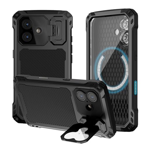 qichenlu Extrem Leicht Aluminium Outdoor Case für iPhone 16 Plus,kompatibel mit MagSafe,Magnetische 360 Grad Hülle mit abgedecktem Kameraknopf Displayglas Kameraschutz Ständer,Schwarz qichenlu Extrem Leicht Aluminium Outdoor Case für iPhone 16 Plus,kompatibel mit MagSafe,Magnetische 360 Grad Hülle mit abgedecktem Kameraknopf Displayglas Kameraschutz Ständer,Schwarz von qichenlu
