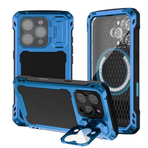 qichenlu Extrem Leicht Aluminium Outdoor Case für iPhone 16 Pro Max,kompatibel mit MagSafe,Magnetische 360 Grad Hülle mit abgedecktem Kameraknopf Displayglas Kameraschutz Ständer,Blau qichenlu Extrem Leicht Aluminium Outdoor Case für iPhone 16 Pro Max,kompatibel mit MagSafe,Magnetische 360 Grad Hülle mit abgedecktem Kameraknopf Displayglas Kameraschutz Ständer,Blau von qichenlu