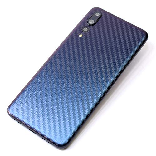 qichenlu [Glänzend Stahlblau 2 Stück Rückseite Folie für P20 Lite,Folie Hinter für P20 Lite,Carbon Look Matt Klebefolie Kratzfest Hinten Schutz,Case Freundlich Weich Back Film für Huawei P20 Lite von qichenlu