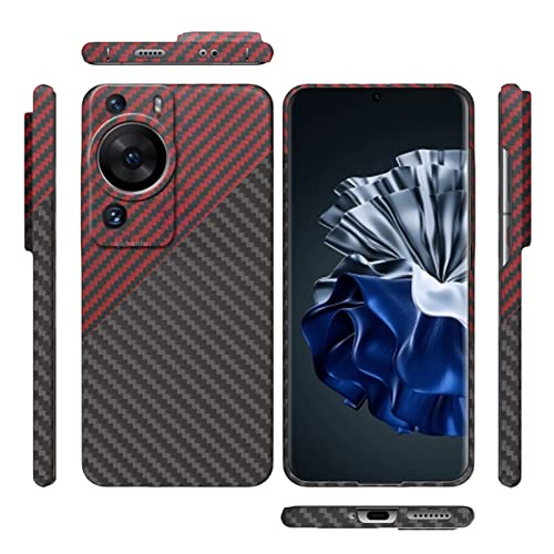 qichenlu Kugelsicher Aramidfaser Kamera Schutz-Schwarz&Rot Aramid Hülle für P60 Pro,Militärstandard Stoßfest Extrem Dünn Cover Case Hartschale für Huawei P60 Pro von qichenlu