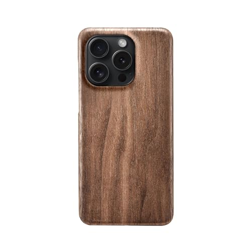 qichenlu Kugelsicher Aramidkern Walnussholz Echtholz Hülle Backcover kompatibel mit iPhone 15 Pro Max,FSC zert. Holz Handyschale Ultra Slim Wood Case kompatibel mit iPhone 15 Pro Max von qichenlu