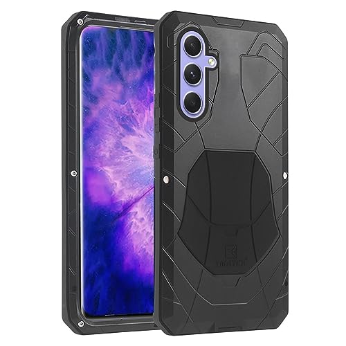 qichenlu Leichtbau Metallcase Schwarz Aluminium Hülle für A54 5G,Zweigeteilt Metall hybrid Silikon Stoßfest Bumper Outdoor Case für Samsung Galaxy A54 5G von qichenlu