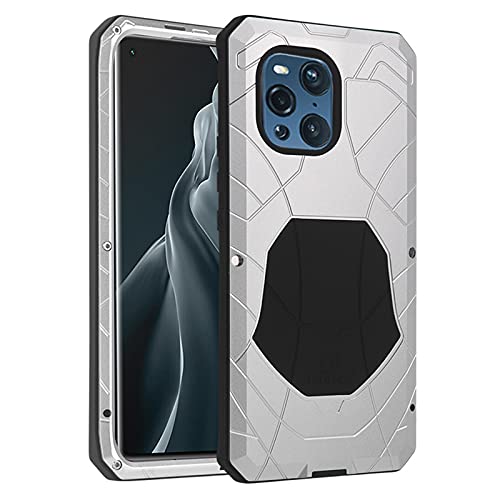 qichenlu Leichtbau Metallcase Silber Aluminium Hülle für Find X3 Pro,Zweigeteilt Metall hybrid Silikon Stoßfest Bumper Outdoor Case für Oppo Find X3 Pro von qichenlu