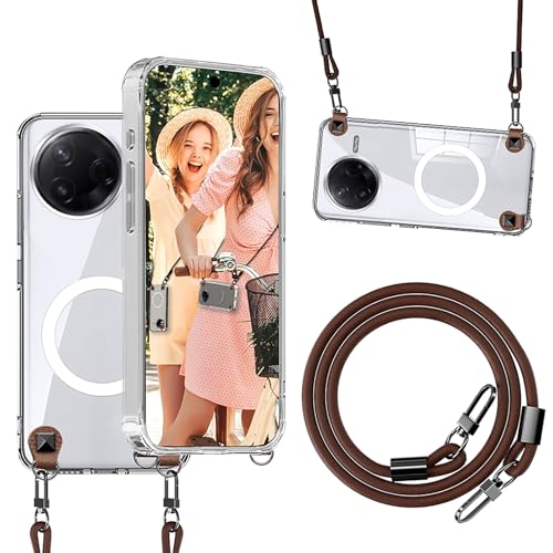 qichenlu Magnethülle Crossbody Case für Xiaomi Poco F7 Pro kompatibel mit MagSafe,Abnehmbare Echtleder Schnur Niete Handy Kette Auto Magnet Halterung Hülle - Crystal Clear qichenlu Magnethülle Crossbody Case für Xiaomi Poco F7 Pro kompatibel mit MagSafe,Abnehmbare Echtleder Schnur Niete Handy Kette Auto Magnet Halterung Hülle - Crystal Clear von qichenlu