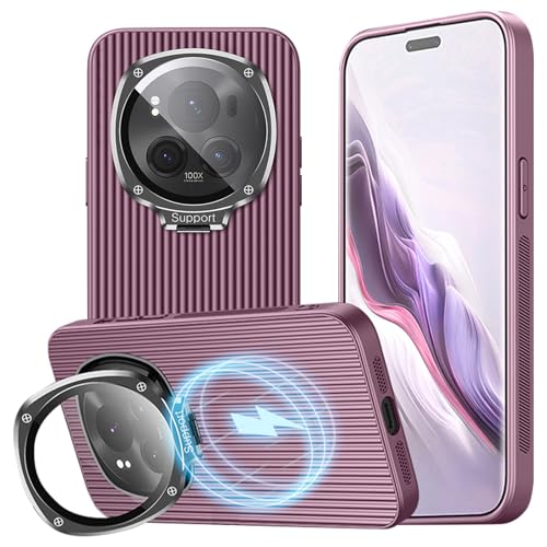 qichenlu Magnetische Handyhülle kompatibel mit MagSafe für Honor Magic 6 Pro 5G,Integrierter Kameraschutz Ständer Kratzfest Cover KFZ Handyhalter Case - Pflaume Lila von qichenlu