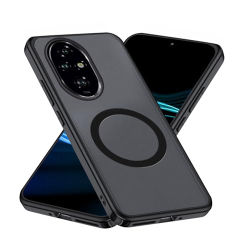 qichenlu Magnetische Hülle für Honor 200 Pro kompatibel mit MagSafe,Stoßfest Airbag Ecken Schutz Kratzfest Durchsichtig Cover KFZ Handyhalter Case - Matt Schwarz von qichenlu