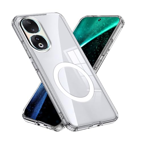 qichenlu Magnetische Hülle für Honor 90 kompatibel mit MagSafe,Stoßfest Airbag Ecken Schutz Kratzfest Durchsichtig Cover KFZ Handyhalter Case - Transparent von qichenlu