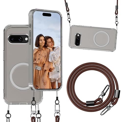 qichenlu Magnetische Hülle mit Abnehmbarer Echtleder Kette für Google Pixel 9a kompatibel mit MagSafe,KFZ Magnet Handyhalterung Case - Transparent qichenlu Magnetische Hülle mit Abnehmbarer Echtleder Kette für Google Pixel 9a kompatibel mit MagSafe,KFZ Magnet Handyhalterung Case - Transparent von qichenlu