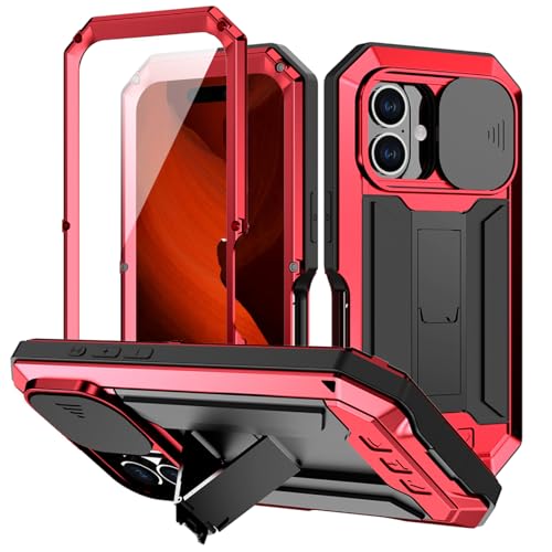 qichenlu Metall Bumper Displayschutz Glas Silikon 360 Grad Hülle kompatibel mit iPhone 14,Schiebare Kamera Abdeckung Ständer,Militärstandard-810G Sturzsichere Panzerhülle,Rot qichenlu Metall Bumper Displayschutz Glas Silikon 360 Grad Hülle kompatibel mit iPhone 14,Schiebare Kamera Abdeckung Ständer,Militärstandard-810G Sturzsichere Panzerhülle,Rot von qichenlu