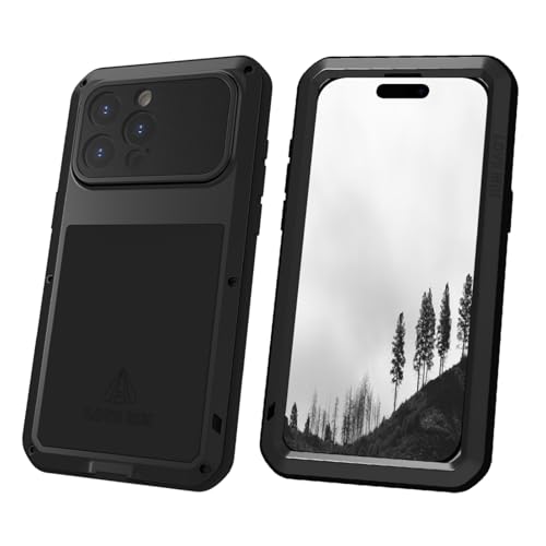 qichenlu Panzer Rüstung Schwarz Metallrahmen Hybrid Silikon Robuste Handyhülle kompatibel mit iPhone 14 Pro Max,Integriertes Display Schutz Glas Bruchsicher Outdoor Case Ganzkörper Stoßfeste Hülle qichenlu Panzer Rüstung Schwarz Metallrahmen Hybrid Silikon Robuste Handyhülle kompatibel mit iPhone 14 Pro Max,Integriertes Display Schutz Glas Bruchsicher Outdoor Case Ganzkörper Stoßfeste Hülle von qichenlu