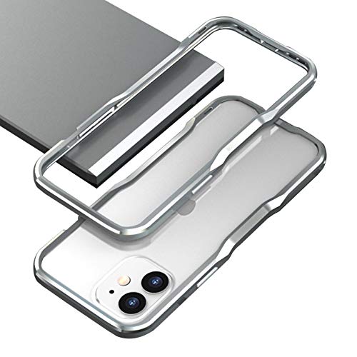 qichenlu Robust Metall Bumper Case Silber Stoßfest Hülle kompatibel mit iPhone 12 Mini,Leicht Aluminium Rahmen + Linsen Schutz Glas mit Aluring + Rückseite Folie von qichenlu
