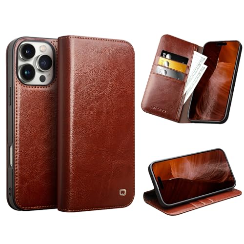 qichenlu Robustes Rindsleder Retro Braun Echt Leder Klapp Hülle kompatibel mit iPhone 16 Pro,Zert. Echtes Leder Handytasche mit Kartenfach Ständer,Book Flip Cover Wallet Case qichenlu Robustes Rindsleder Retro Braun Echt Leder Klapp Hülle kompatibel mit iPhone 16 Pro,Zert. Echtes Leder Handytasche mit Kartenfach Ständer,Book Flip Cover Wallet Case von qichenlu