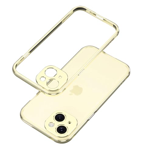 qichenlu Ultraslim Gaming Case Gold Aluminium Rahmen für iPhone 15,Leicht Luftfahrt Alulegierung Metall Bumper Innen Schwamm,mit Kamera Schutz Abdeckung Rückseite Folie von qichenlu