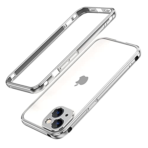 qichenlu Ultraslim Gaming Case Silber Aluminium Rahmen kompatibel mit iPhone 13,Leicht Luftfahrt Alulegierung Metall Bumper Innen Schwamm,mit Kamera Schutz Abdeckung Rückseite Folie von qichenlu