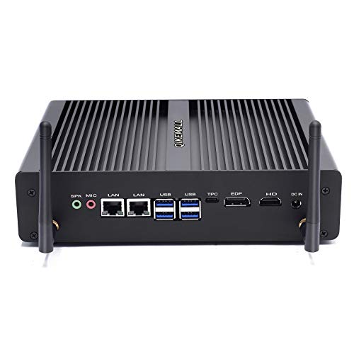 qikemall Lüfterloser Mini PC, Intel Core i3 8145U Mini Desktop Computer Windows 10, 8GB Ram DDR4 128GB M.2 SSD, 2Lan HDMI EDP Type-C 3-Diskplay-Ausgang,Wi-Fi Bluetooth 4.2 von qikemall