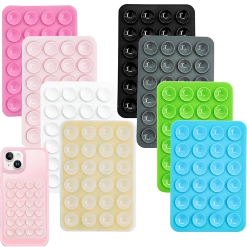 qingmeng 8 Stück Saugnapf Handy, Noppen Handyhülle Mit Saugnäpfen Silikon Handyhalterung Handy Kleber Rückseite Saugnapf Halterung Sticky Phone Case für Videos Alle Handy Modelle Fenster von qingmeng