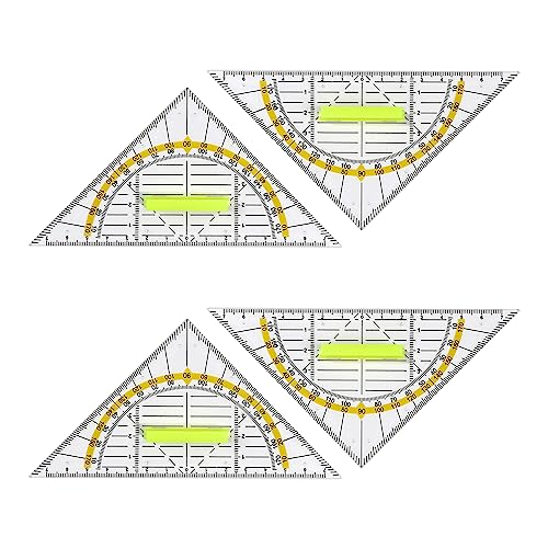 qingmeng Geodreieck mit Griff, 4 Stk Geodreieck Klein Flexibel Set, Geodreieck aus Kunststoff 14cm Lineal Geo Dreieck Schule 2 Funktionen Geometrie Dreieck für Studenten Technisches Zeichnen von qingmeng