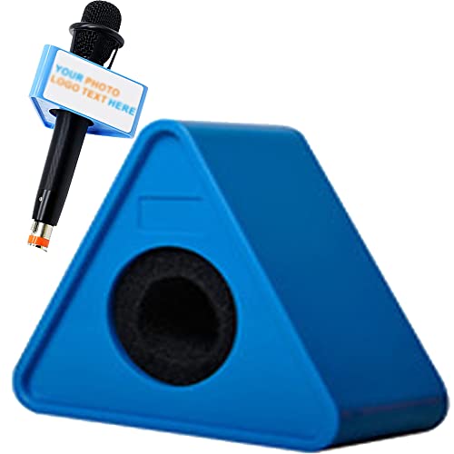 qiqule Benutzerdefiniertes Mikrofon-Logo, Live-Equipment-Box, Würfel-Dreieck, Interview-Box, Karaoke-Mikrofon-Flaggen (Blau Dreieck) von qiqule