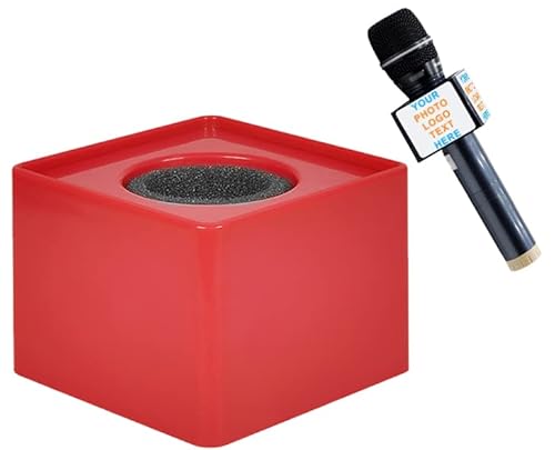qiqule Benutzerdefiniertes Mikrofon-Logo, Live-Equipment-Box, Würfel-Dreieck, Interview-Box, Karaoke-Mikrofon-Flaggen (Rot) von qiqule