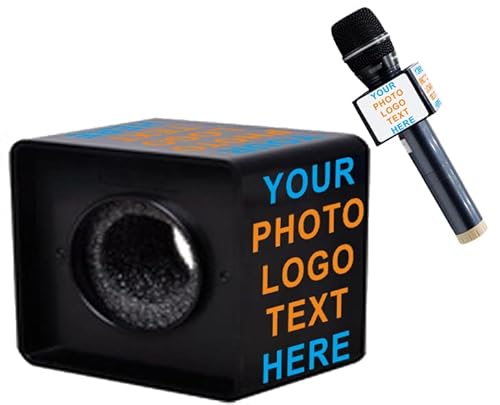 qiqule Custom Microphone Logo Live Equipment Logo Triangle Interview Microphone Logo Karaoke Microphone Logo (schwarzes Quadrat) von qiqule