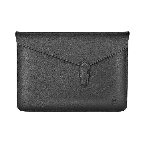 Leder Laptop Sleeve - Echt Leder 13,3 Zoll schwarz - Deluxe Umschlag Tasche für MacBook Air - Seidenfutter - Elegant und praktisch von qiwip