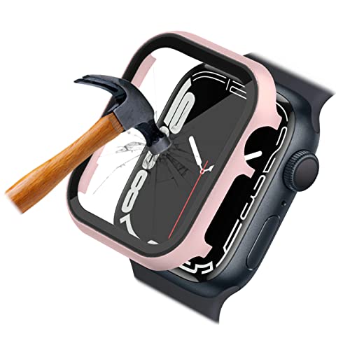 Aluminium Case mit Displayschutz für die Apple Watch Series 8 7 6 5 4 3 2 1 SE ; 45mm 44 42 41 40 38 Schutz-Hülle mit integriertem Schutz-Glas 9H (38mm Roségold) von qualiquipment