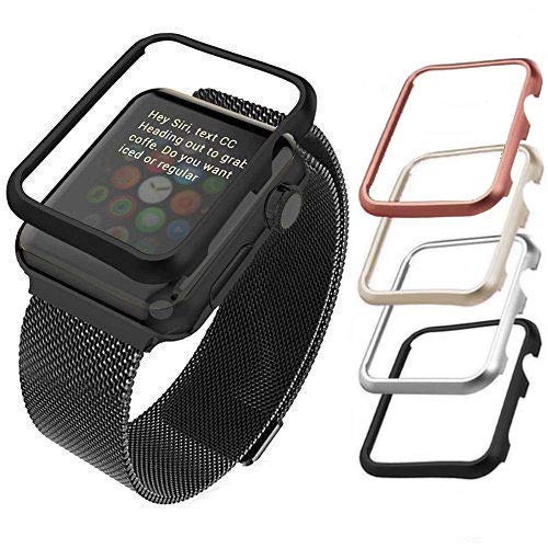 Aluminium Hülle kompatibel mit Apple Watch, qualiquipment iWatch Zubehör Case Bumper Cover Schutzhülle in den Größen 42mm/38mm für Series1, Series2, Series3 (38mm, Gold) von qualiquipment