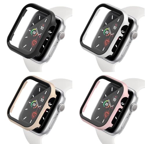 Aluminium Schutzhülle kompatibel mit Apple Watch 40mm mit Displayglas, iWatch Zubehör Alu Metall Hülle Case Bumper Displayschutz Series 4 5 6 & SE (40mm Gold mit Displayschutz) von qualiquipment