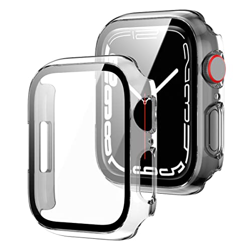 Case mit Displayschutz für Apple Watch Series 7 45mm & 41mm - Plastik Schutz-Hülle mit integriertem Schutz-Glas in 9H Härte (45mm, Transparent) von qualiquipment