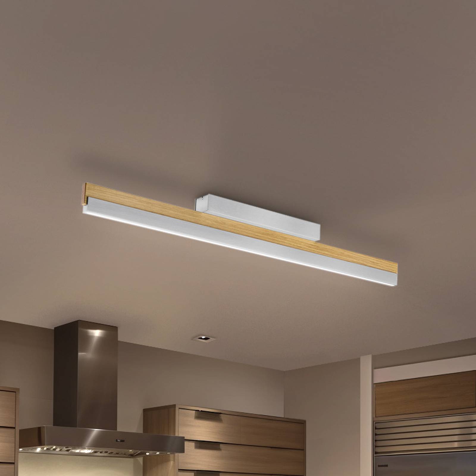 Quitani LED-Deckenleuchte Keijo, nickel/eiche Quitani LED-Deckenleuchte Keijo, nickel/eiche von Quitani