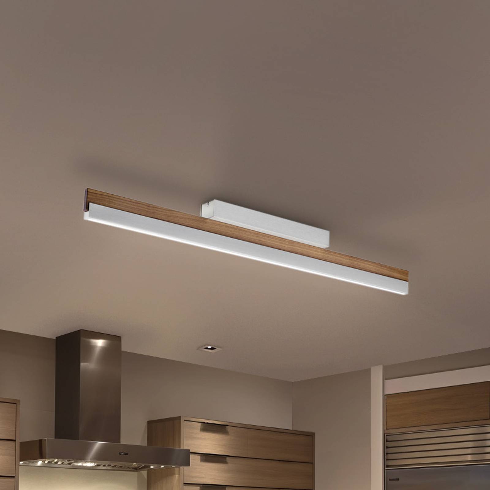 Quitani LED-Deckenleuchte Keijo, nickel/nussbaum Quitani LED-Deckenleuchte Keijo, nickel/nussbaum von Quitani