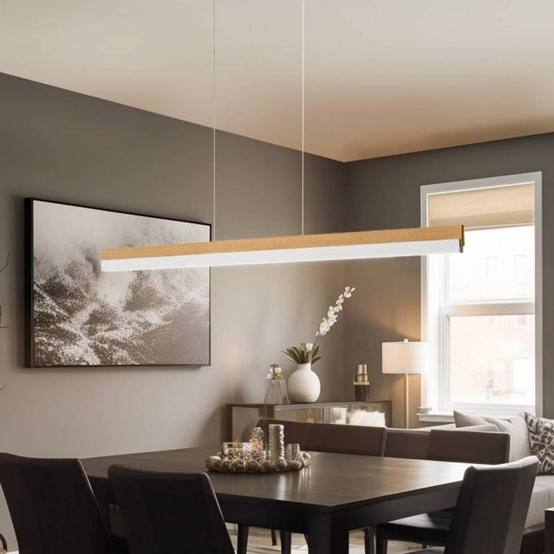 Quitani LED-Hängelampe Keijo, nickel/eiche, 123 cm von Quitani