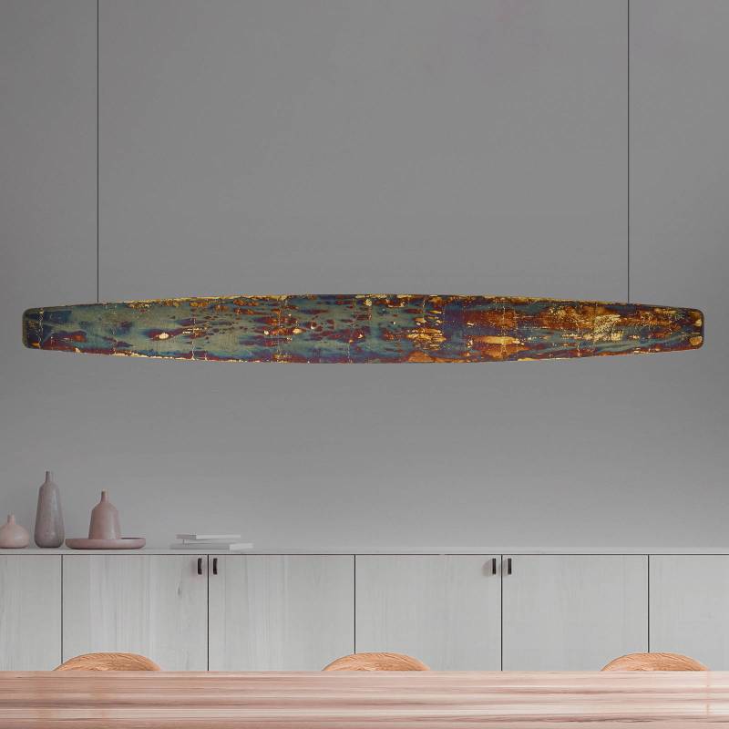 Quitani LED-Hängelampe Persida, 118 cm, Schlagmetall, gold von Quitani