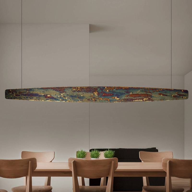 Quitani LED-Hängelampe Persida, 148 cm, Schlagmetall, gold von Quitani
