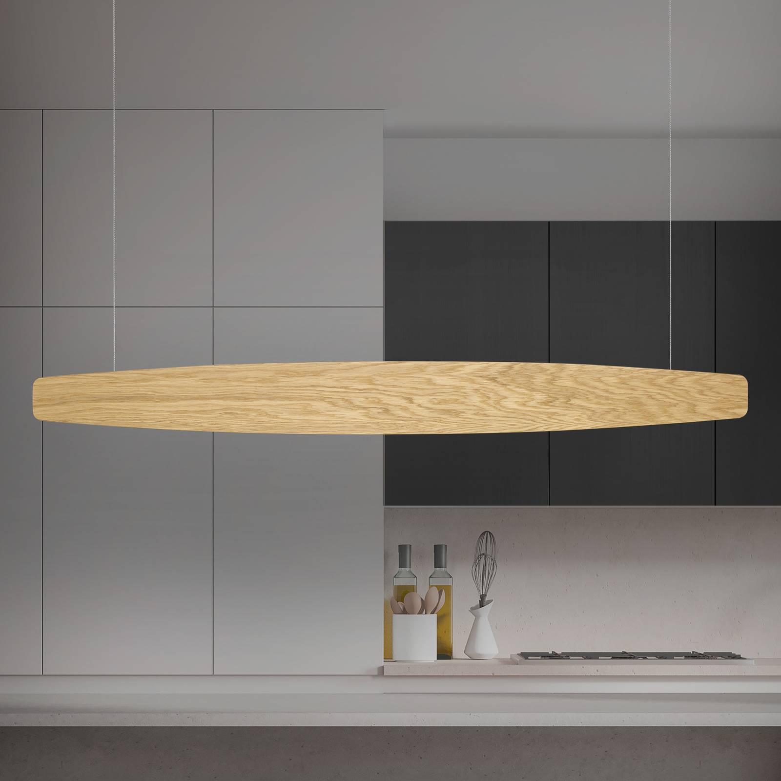 Quitani LED-Hängeleuchte Persida, Eiche, 118 cm von quitani