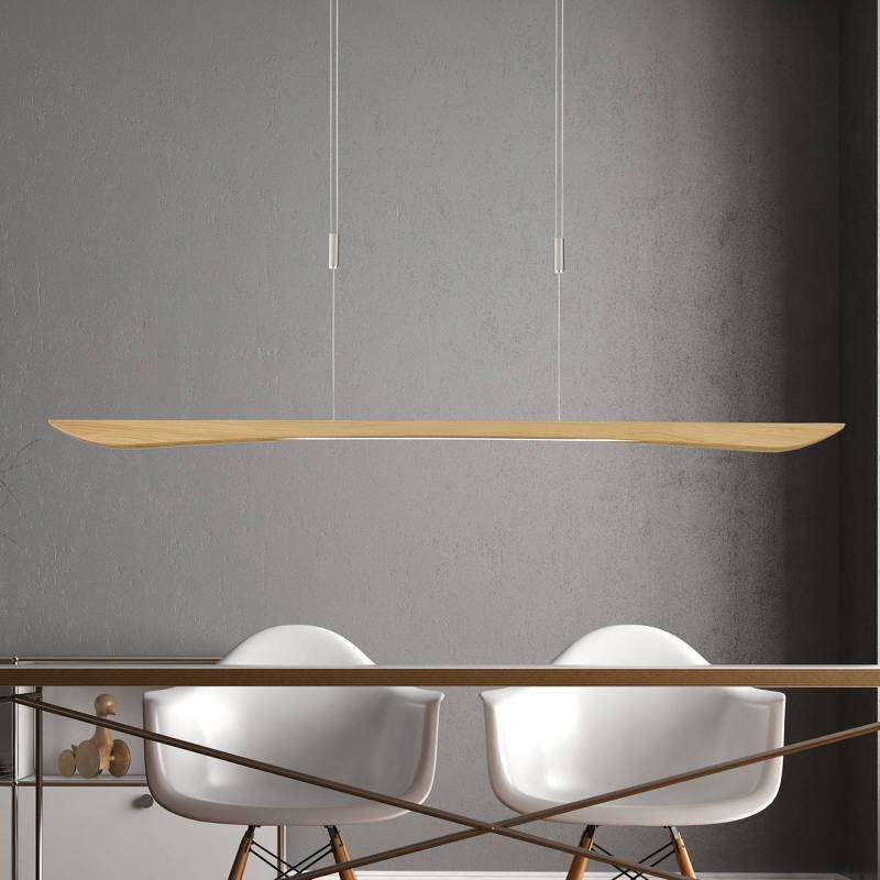 Quitani LED-Pendellampe Hiba, eiche natur, Länge 148 cm von quitani