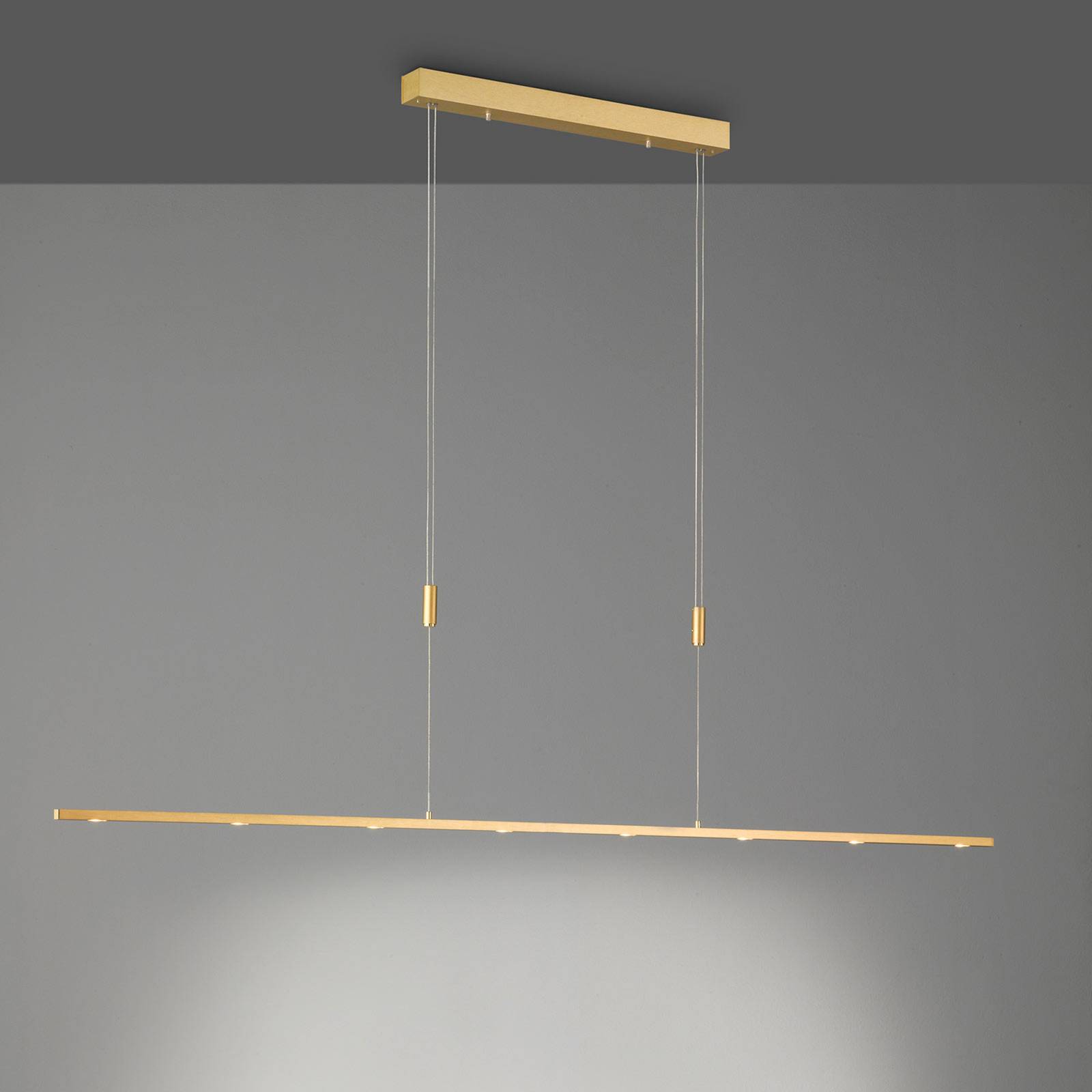 Quitani LED-Pendellampe Tolu, Länge 179 cm, messing von quitani