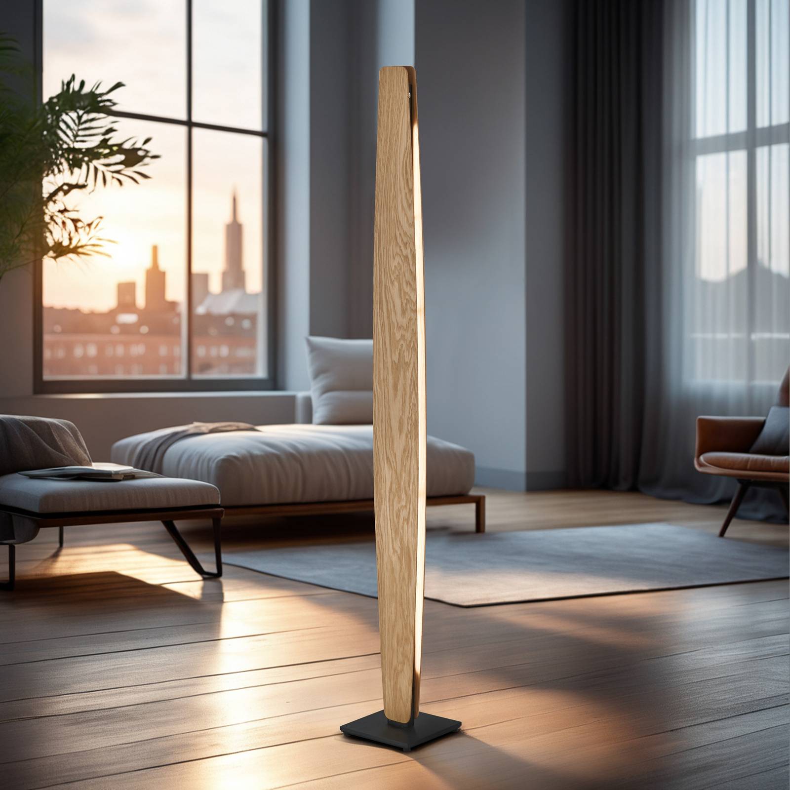 Quitani LED-Stehleuchte Persida, Höhe 150 cm, Eiche, 2.700 K Quitani LED-Stehleuchte Persida, Höhe 150 cm, Eiche, 2.700 K von quitani