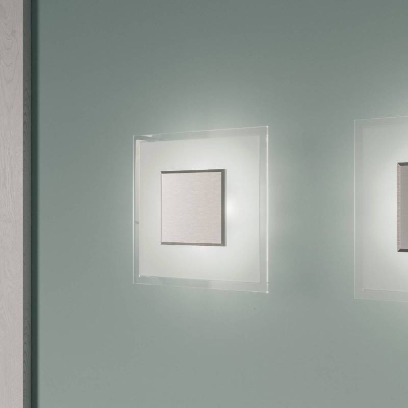 Quitani LED-Wandlampe Lole, Glas, alu matt, 25 x 25 cm von Quitani