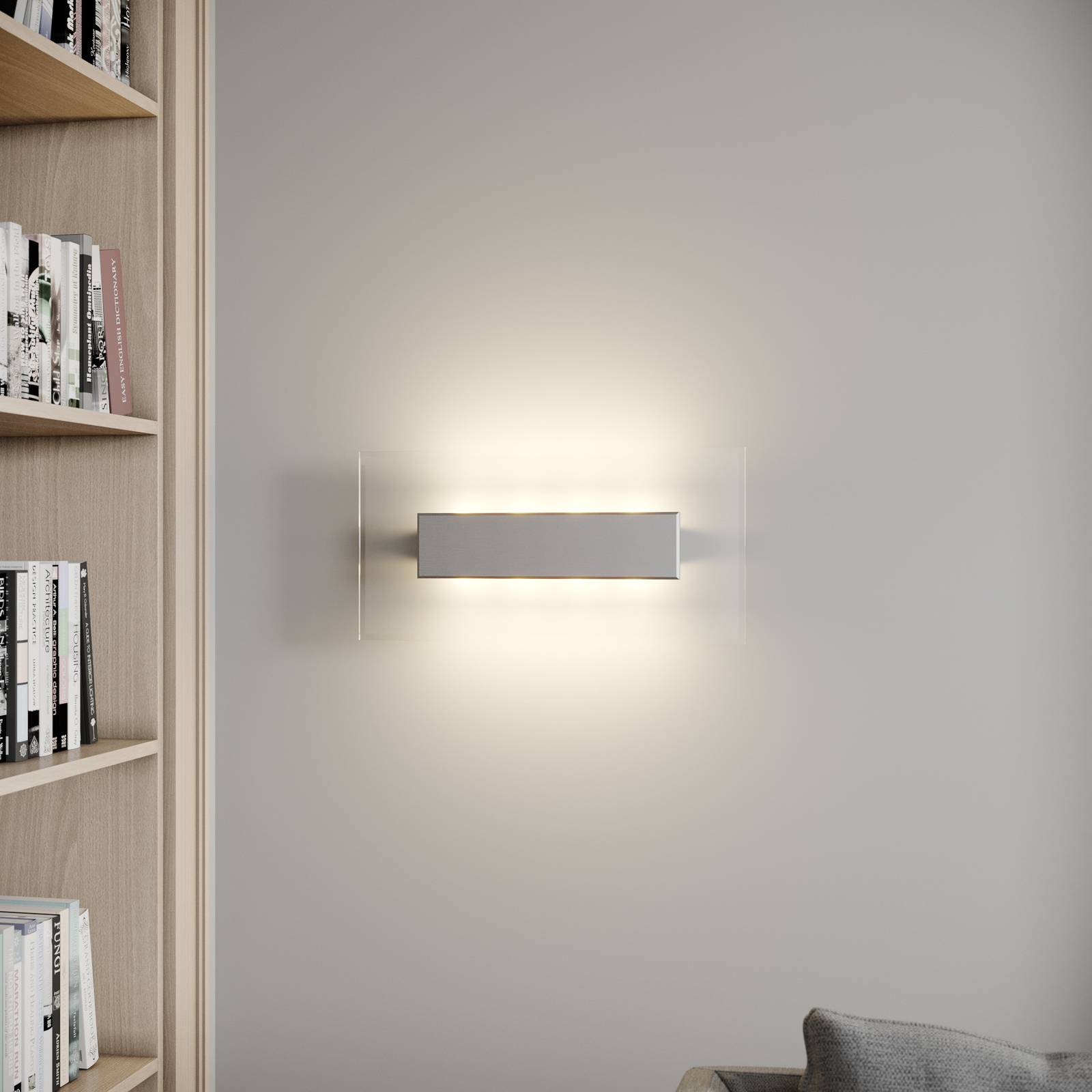 Quitani LED-Wandleuchte Lole, alu, 59 x 29 cm, Glas Quitani LED-Wandleuchte Lole, alu, 59 x 29 cm, Glas von quitani