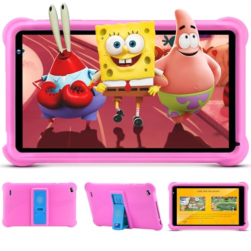 qunyiCO Kinder-Tablet 7 Zoll Android 10 Kinder 2 GB + 32 GB GMS zertifiziert, Tablets, Apps vorinstalliert, Kindersteuerung, Bluetooth, WLAN, Lern-Tablet mit Kinderschutz (Rosa) von qunyiCO