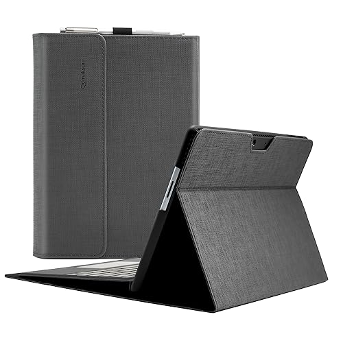 Qymaksom Hülle für Microsoft Surface Pro 11 / Pro 10 / Pro 9 13 Zoll (2022),Leder Schutzhülle Surface Pro 9 Tasche mit Multi-Winkel, kompatibles Tastatur-Cover mit Stifthalter Gray von qymaksom