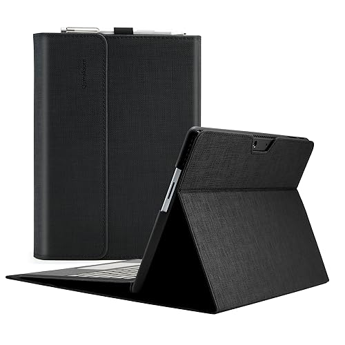 Qymaksom Hülle für Microsoft Surface Pro 9 / Surface Pro 10 13 Zoll (2022),Leder Schutzhülle Surface Pro 9 Tasche mit Multi-Winkel, kompatibles Tastatur-Cover mit Stifthalter Schwarz von qymaksom