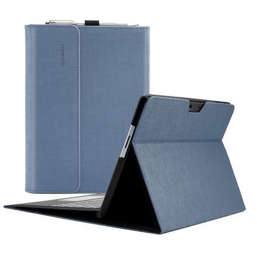 Qymaksom Hülle für Microsoft Surface Pro 11 / Pro 10 / Pro 9 13 Zoll (2022),Leder Schutzhülle Surface Pro 9 Tasche mit Multi-Winkel, kompatibles Tastatur-Cover mit Stifthalter hellblau von qymaksom